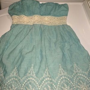 Speechless Blue & White Strapless Dress